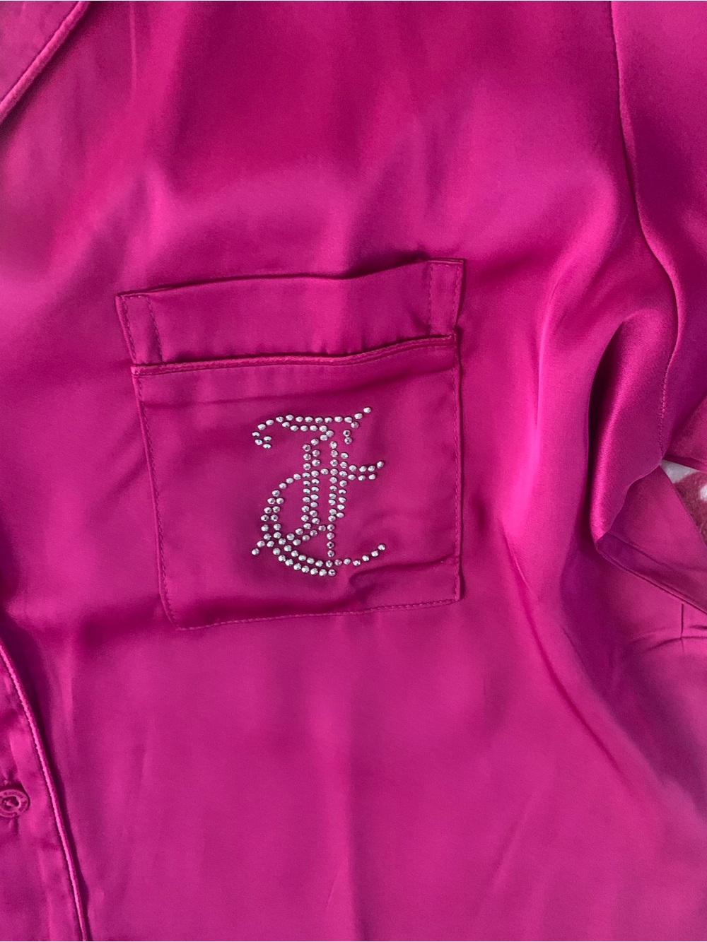 Juicy Couture Silky Satin Bling Pajama Set Raspberry Rave Large NWT - Picture 15 of 15